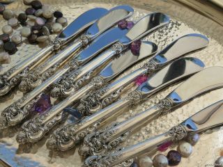 1 Sterling Silver Butter Spreader Knife Wallace Grand Baroque Flatware