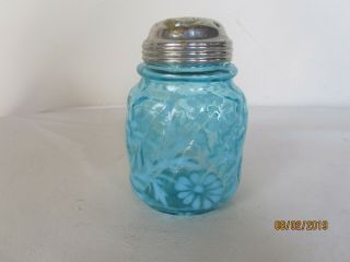 Vintage Clear Blue & Floral Milk Glass Salt Spice Sugar Large Shaker