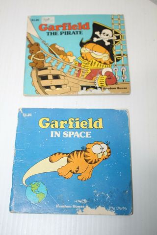 Vintage Garfield Soft Cover Books Random House 1982,  Pirates,  In Space