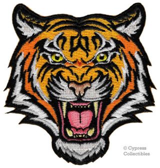 Bengal Tiger Iron - On Patch Embroidered Roaring Wild Animal Souvenir Applique