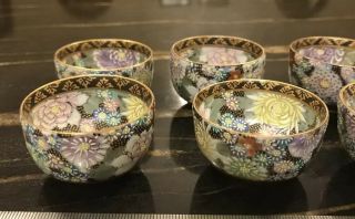 Vintage Hand Painted Kutani Porcelain Kutani Sake Cups Set Of 10 2