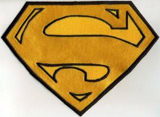 7 " X 10 " Large Embroidered Superman Cape - Yellow & Black Embroidered Patch