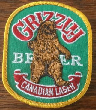 Grizzly Bear Canadian Lager Beer 3.  75 " X 3” Cloth Patch Breweriana