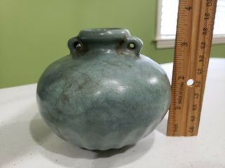 Antique Chinese Ming Dynasty Celadon Glazed Jarlet Jar Rare Estate Find