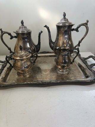 William Rogersvintage Silver - Plated Coffee And Tea Service &tray - 5 Piece Set