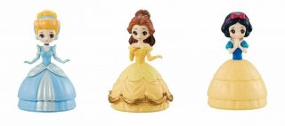Bandai Heroine Doll Disney Princess Gashapon 3set Mini Figure Toys Cinderella