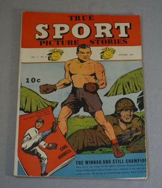 1943 True Sport Stories Comic Book Vol.  2 No.  3 Carl Hubbell Ny Giants Baseball