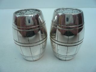 Vintage Novelty Barrel Shaped Silver Plated Pepper Pots