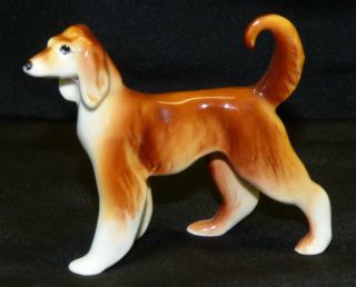Vintage Bone China Japan 2.  5 " Brown Afghan Porcelain Dog Figurine