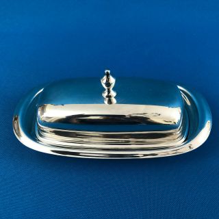 vintage Cheshire Silver Plate Co.  butter dish,  lid & glass liner c.  1930s 3