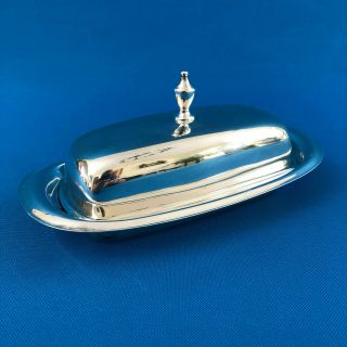 vintage Cheshire Silver Plate Co.  butter dish,  lid & glass liner c.  1930s 4