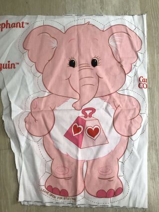 Heart Elephant Care Bear Cousin Pillow Panel Vintage Pink