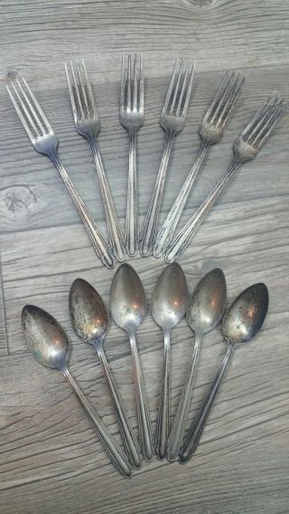 Antique Empire Plate Silverware Set Of 12 6 Forks And 6 Spoons Art Deco Gorgeous