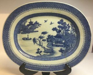 Antique Chinese Qing Dynasty Export Porcelain Blue White Platter Dish Plate