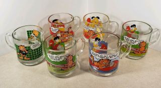 Vintage 1978 Set Of 6 Mcdonalds Garfield Mugs