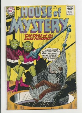 Vintage Dc Comic Book Silver Age 1961 House Of Mystery 107 Alien Fishermen Vf?
