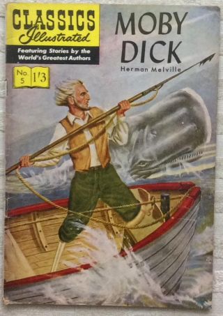 Classics Illustrated 5 Moby Dick (1956 Uk Edition) Very Rare Vg/fn