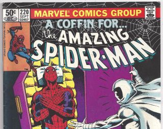The Spider - Man 220 With Moon Knight From Sept 1981 In Vg,  Mark Jewelers