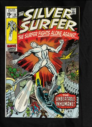 Silver Surfer 18 1970,  Volume 1,  Silver Age,  Nm 9.  6 Battles Inhumans,  Last Issue