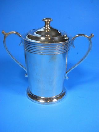 Silver Plated Epns Twin Handle Sugar Bowl Pot Cup With Lid 5.  5 " Tall Weight 15.  2