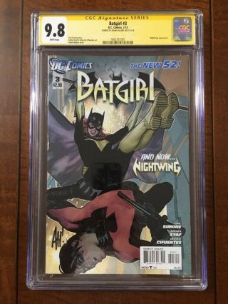 Batgirl 3 Cgc 9.  8 Ss Signed Adam Hughes 52 (2012) Nightwing