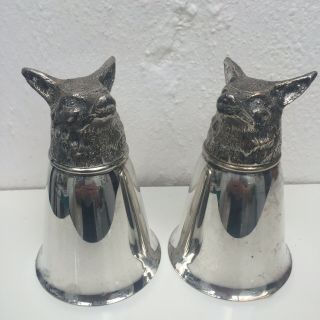 Vintage Silver Plated Fox Headed Stirrup Cup Stamped Pm Italy
