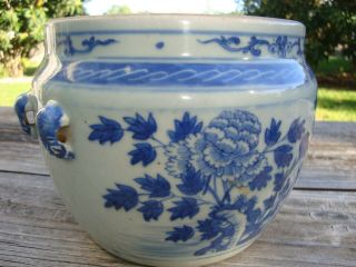 Antique 19th Century Chinese Blue and White Porcelain Peony Rock Jar 3