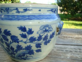 Antique 19th Century Chinese Blue and White Porcelain Peony Rock Jar 4