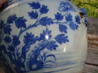Antique 19th Century Chinese Blue and White Porcelain Peony Rock Jar 7