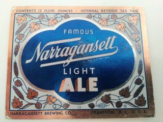 Ri - Irtp - Famous Light Ale - 12oz - Narragansett Brg Co - Cranston A6856