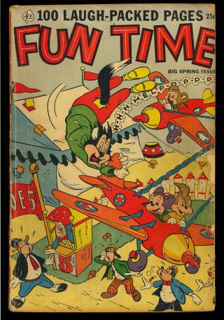 Fun Time Nn (1) Giant Golden Age Funny Animal Ace Comic 1953 Gd,