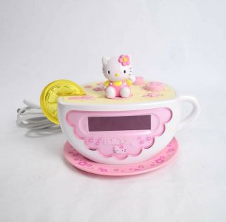 Hello Kitty Tea Cup Lemon Slice Night Light Digital Alarm Clock Am/fm Radio