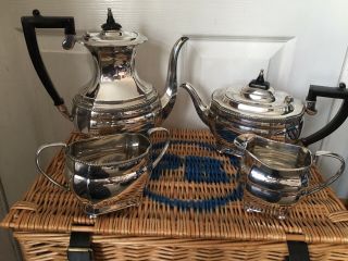Silver Plated Tea Pot,  Hot Water Jug,  Milk Jug And Sugar Bowl Sheffield England