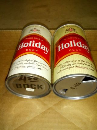 2 Diff Wisconsin Holiday Straight Steel Pull Tab Beer Cans Potosi And Huber