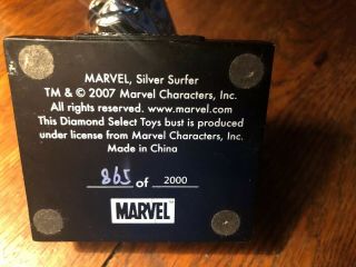 2007 Silver Surfer Marvel Designs Statue No.  865/2000 Chrome Limited Edition - RARE 7