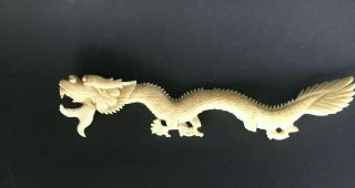 Antique Carved Dragon Bovine Bone Chinese ? A/f