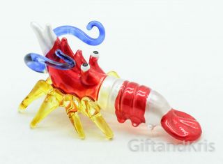 Figurine Animal Hand Blown Glass Lobster Shellfish Aquarium - Gpls024
