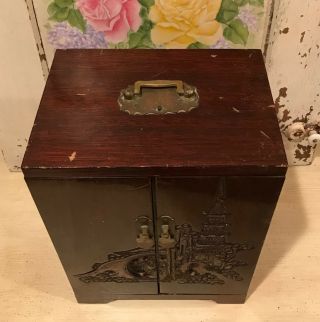 Tall Antique Vintage Wooden Hand Carved Jewelry Box Taiwan YAW TAY Factory 6