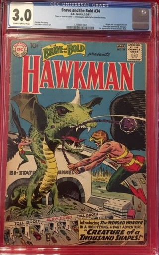 Brave And The Bold 34 1st Silver Age Appearance Hawkman Hawkgirl Cgc 3.  0 Gd/vg