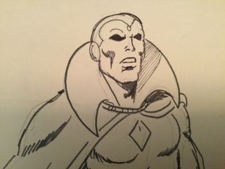 THE VISION (AVENGERS) George Perez Art Sketch Signed 1977 11x17 5