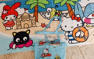 Hello Kitty Beach Tote And Beach Towel Set Sanrio Mymelody Chococat Tuxedosam