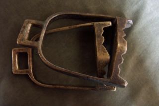 Horse Stirrups - China / Mongolia - Heavy Antique Brass - Approx 200 Years Old