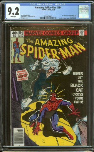 Spiderman 194 Cgc 9.  2 1st Black Cat White Pages