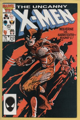 The Uncanny X - Men 212 Wolverine Vs Sabertooth Dec 1986,  Marvel Nm