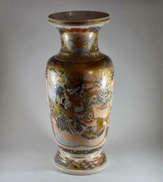 Large Antique Japanese Meiji Period Satsuma Vase