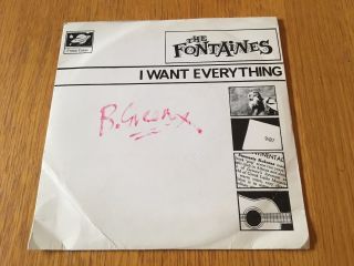 The Fontaines - I Want Everything - 1987 7 " P/s Rare C86 Twee Signed Sleeve Ex