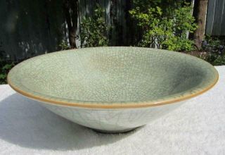 Large Antique / Vintage Chinese Ge Ware / Guan Crackle Glaze Bowl