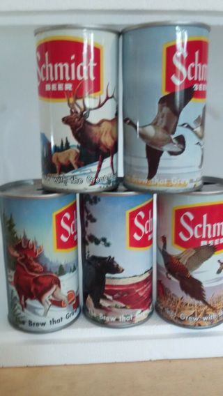 Schmidt Beer Wildlife 12oz Collectible Flat Top Beer Cans - 5 Different Cans