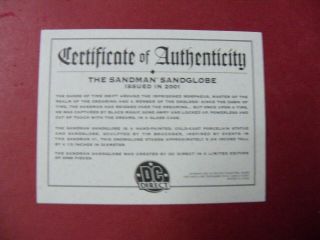 THE SANDMAN SAND GLOBE RARE 0823/2000 REMOVED FROM BOX FOR SCAN 2001 4