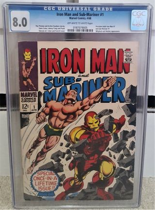 Iron Man And Sub - Mariner 1 (1968) Cgc 8.  0 - Stan Lee & Gene Colan Key